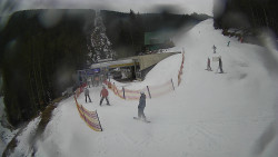 Modrá sjezdovka - dojezd k lanové dráze