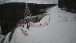 Modrá sjezdovka - dojezd k lanové dráze