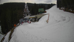 Modrá sjezdovka - dojezd k lanové dráze