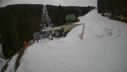 Modrá sjezdovka - dojezd k lanové dráze