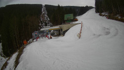 Modrá sjezdovka - dojezd k lanové dráze