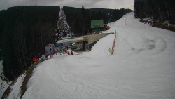 Modrá sjezdovka - dojezd k lanové dráze