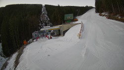 Modrá sjezdovka - dojezd k lanové dráze