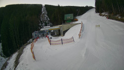 Modrá sjezdovka - dojezd k lanové dráze