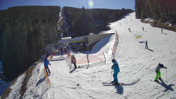 Modrá sjezdovka - dojezd k lanové dráze