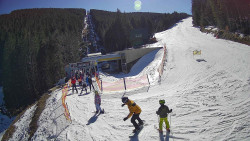 Modrá sjezdovka - dojezd k lanové dráze