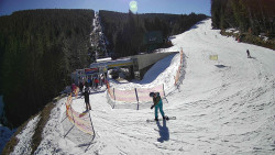 Modrá sjezdovka - dojezd k lanové dráze