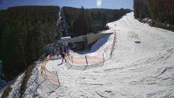 Modrá sjezdovka - dojezd k lanové dráze