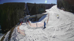 Modrá sjezdovka - dojezd k lanové dráze