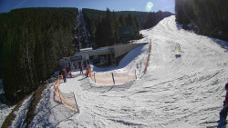 Modrá sjezdovka - dojezd k lanové dráze