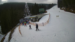 Modrá sjezdovka - dojezd k lanové dráze