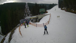 Modrá sjezdovka - dojezd k lanové dráze