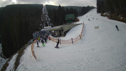 Modrá sjezdovka - dojezd k lanové dráze