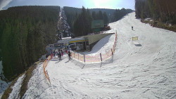 Modrá sjezdovka - dojezd k lanové dráze