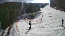 Modrá sjezdovka - dojezd k lanové dráze