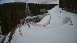 Modrá sjezdovka - dojezd k lanové dráze