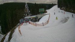 Modrá sjezdovka - dojezd k lanové dráze