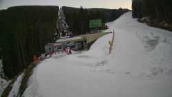 Modrá sjezdovka - dojezd k lanové dráze