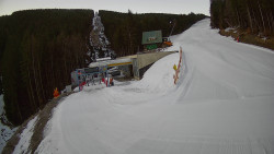 Modrá sjezdovka - dojezd k lanové dráze