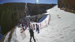 Modrá sjezdovka - dojezd k lanové dráze