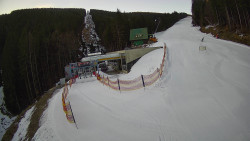 Modrá sjezdovka - dojezd k lanové dráze