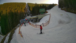 Modrá sjezdovka - dojezd k lanové dráze