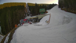 Modrá sjezdovka - dojezd k lanové dráze