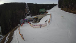 Modrá sjezdovka - dojezd k lanové dráze