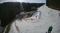 Modrá sjezdovka - dojezd k lanové dráze