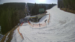 Modrá sjezdovka - dojezd k lanové dráze