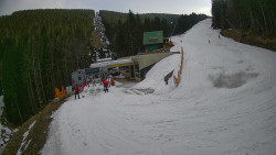 Modrá sjezdovka - dojezd k lanové dráze