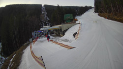 Modrá sjezdovka - dojezd k lanové dráze