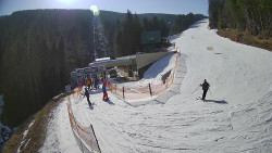 Modrá sjezdovka - dojezd k lanové dráze