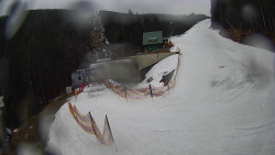 Modrá sjezdovka - dojezd k lanové dráze