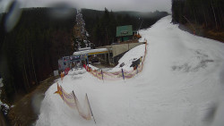 Modrá sjezdovka - dojezd k lanové dráze