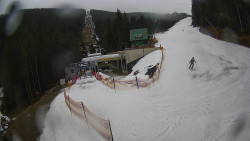 Modrá sjezdovka - dojezd k lanové dráze