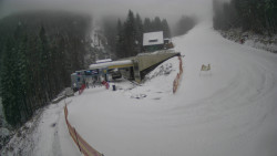 Modrá sjezdovka - dojezd k lanové dráze