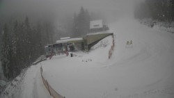 Modrá sjezdovka - dojezd k lanové dráze