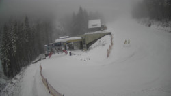 Modrá sjezdovka - dojezd k lanové dráze