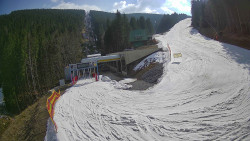 Modrá sjezdovka - dojezd k lanové dráze