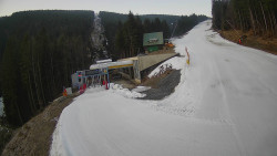 Modrá sjezdovka - dojezd k lanové dráze