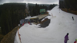 Modrá sjezdovka - dojezd k lanové dráze