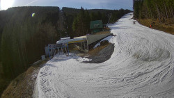 Modrá sjezdovka - dojezd k lanové dráze