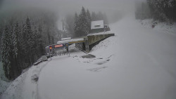 Modrá sjezdovka - dojezd k lanové dráze