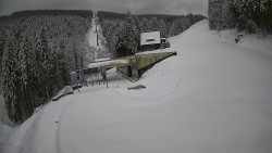 Modrá sjezdovka - dojezd k lanové dráze