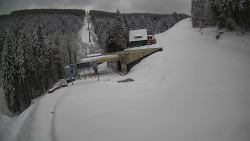 Modrá sjezdovka - dojezd k lanové dráze