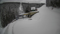 Modrá sjezdovka - dojezd k lanové dráze