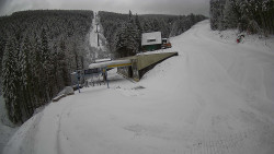 Modrá sjezdovka - dojezd k lanové dráze