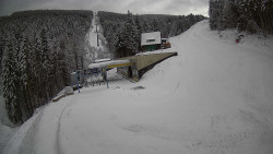 Modrá sjezdovka - dojezd k lanové dráze