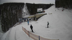 Modrá sjezdovka - dojezd k lanové dráze